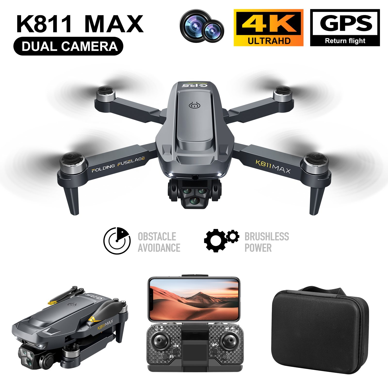 K811MAX Quadcopter Drone: Brus - Drone Camera 4K recension och pris